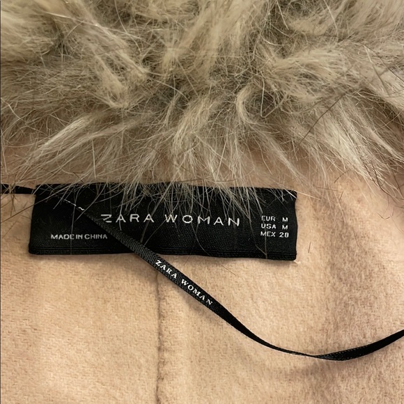 Zara Chic Faux Fur Collar Cape Coat - Picture 3 of 6